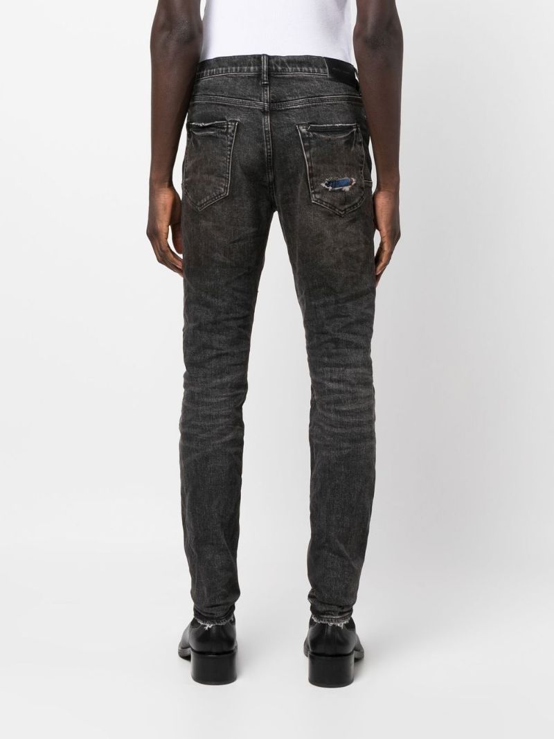 Black Distressed Slim-fit Jeans