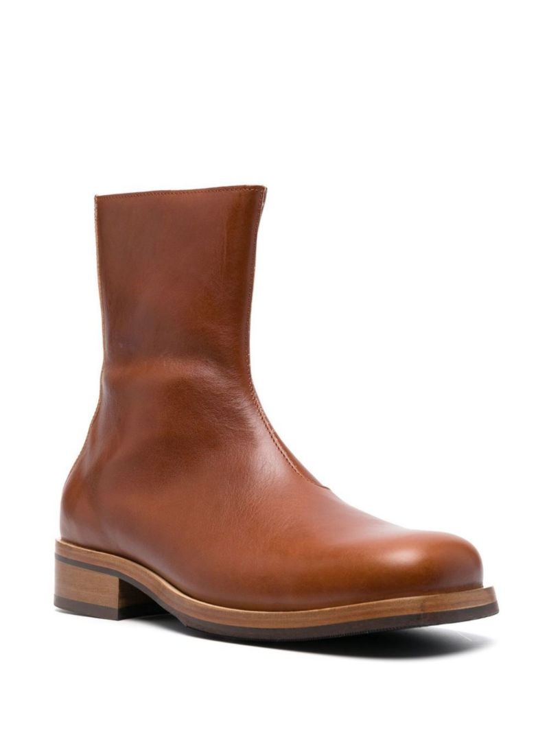 Brown Camion Leather Ankle Boots