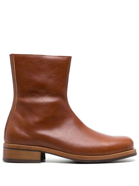 Brown Camion Leather Ankle Boots