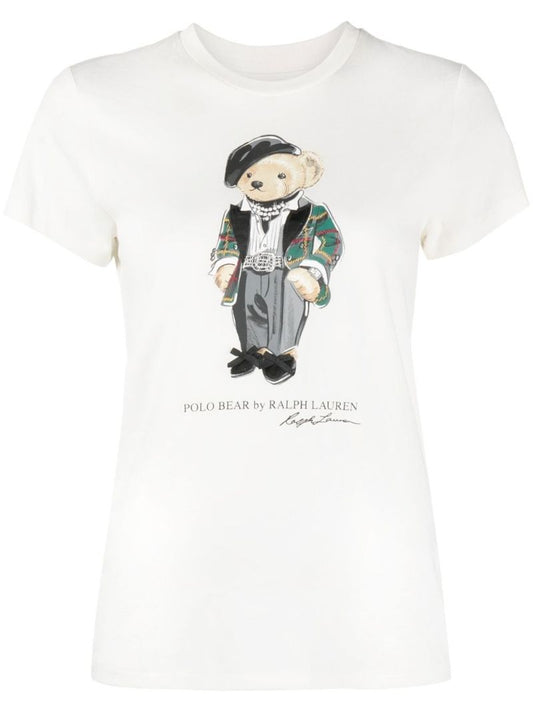 White Polo Bear Printed T-shirt