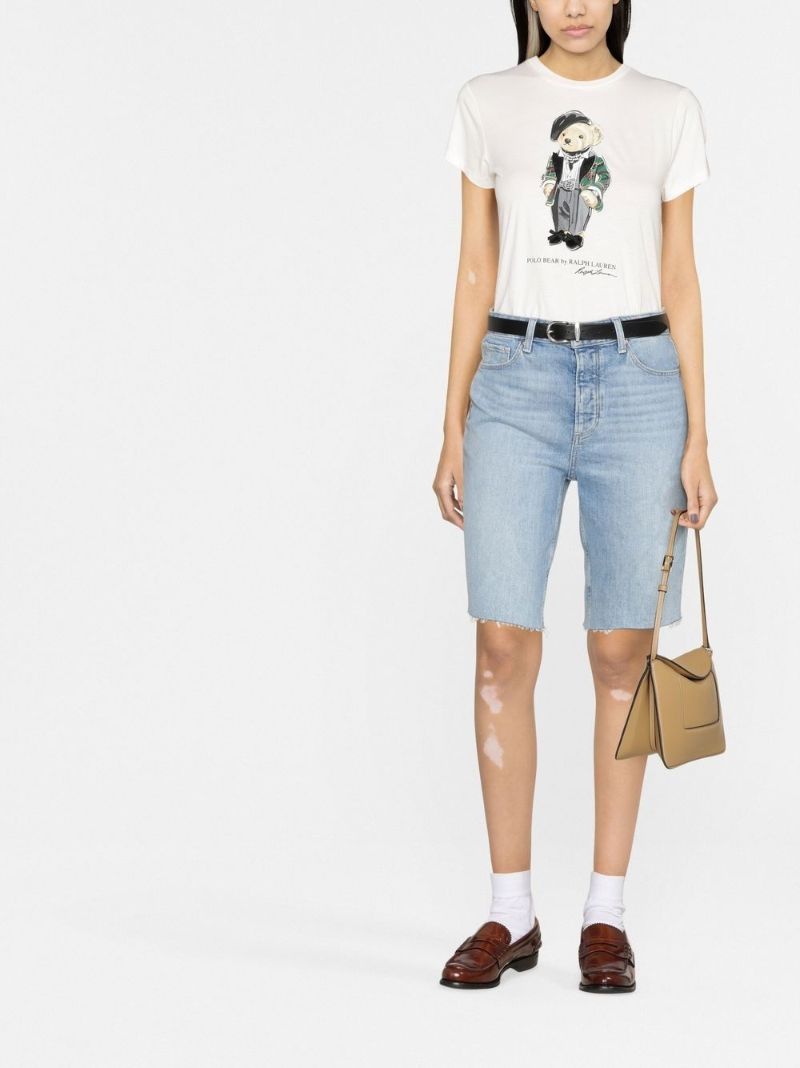White Polo Bear Printed T-shirt