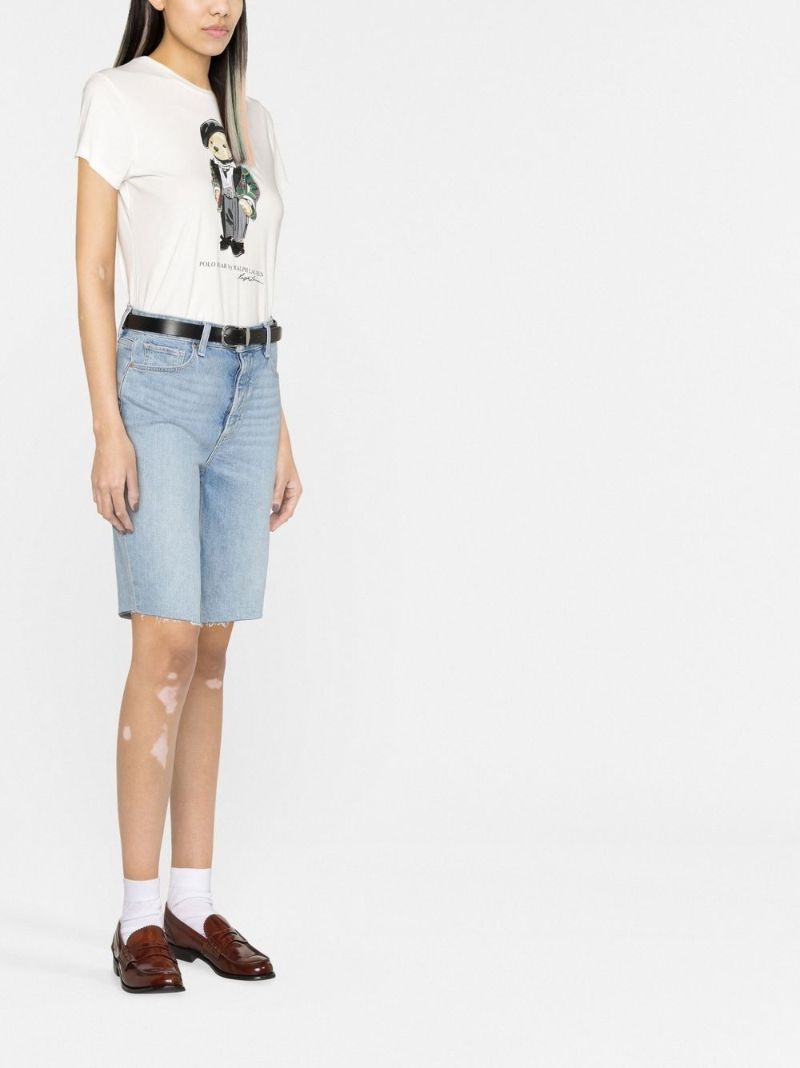 White Polo Bear Printed T-shirt
