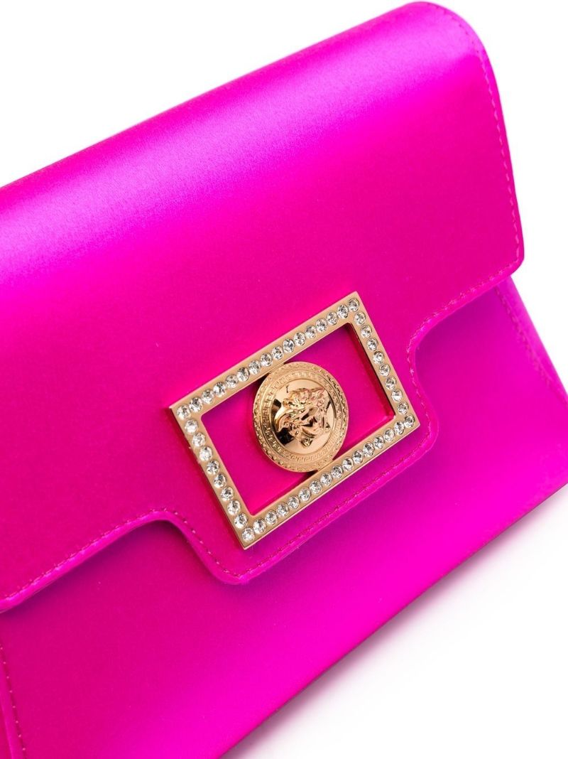 Pink Crystal La Medusa Satin Clutch Bag