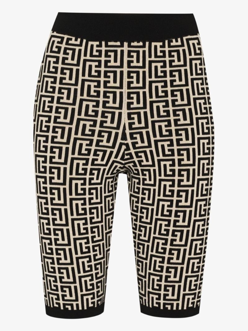 Neutral Intarsia Monogram Knitted Shorts