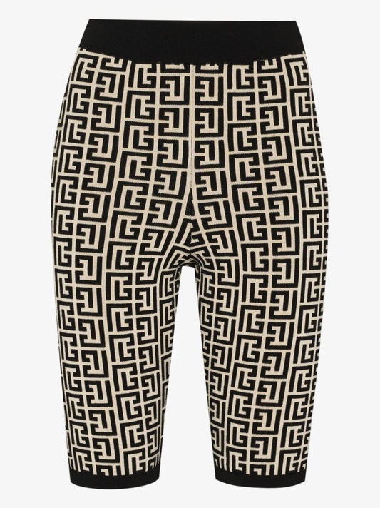 Neutral Intarsia Monogram Knitted Shorts