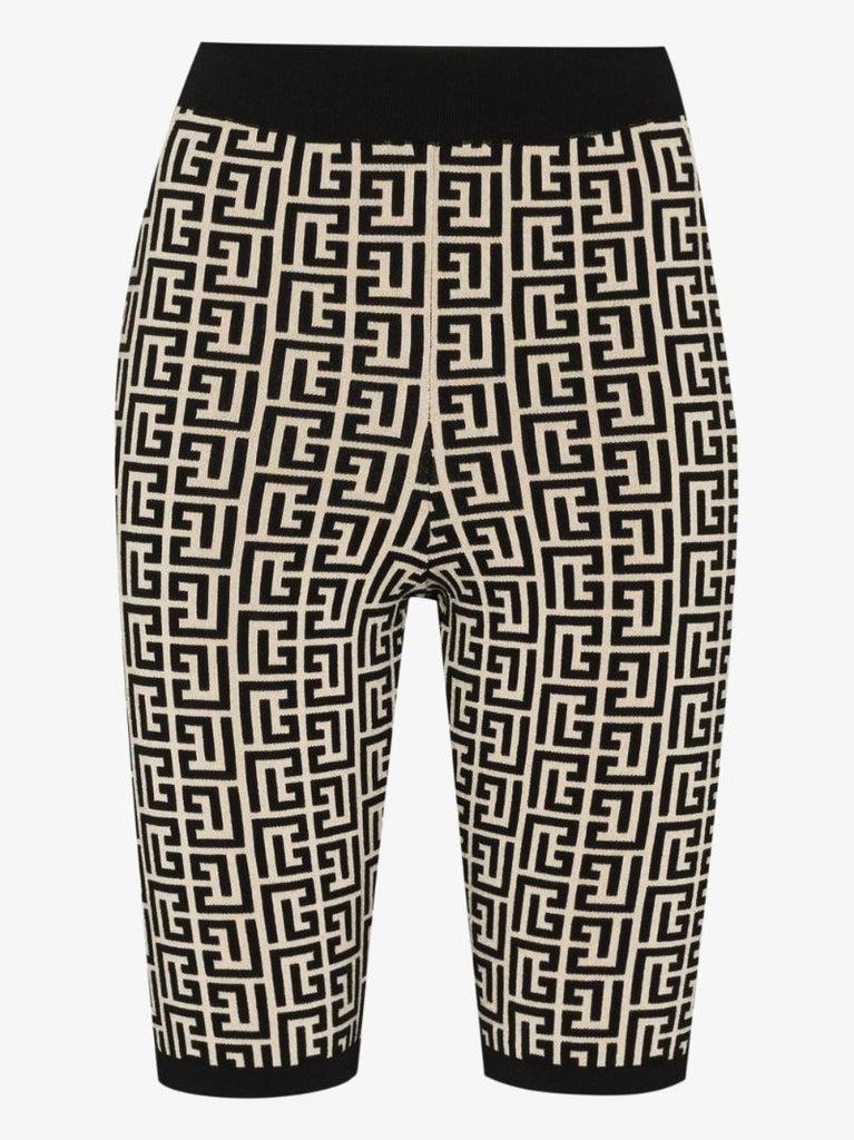 Neutral Intarsia Monogram Knitted Shorts