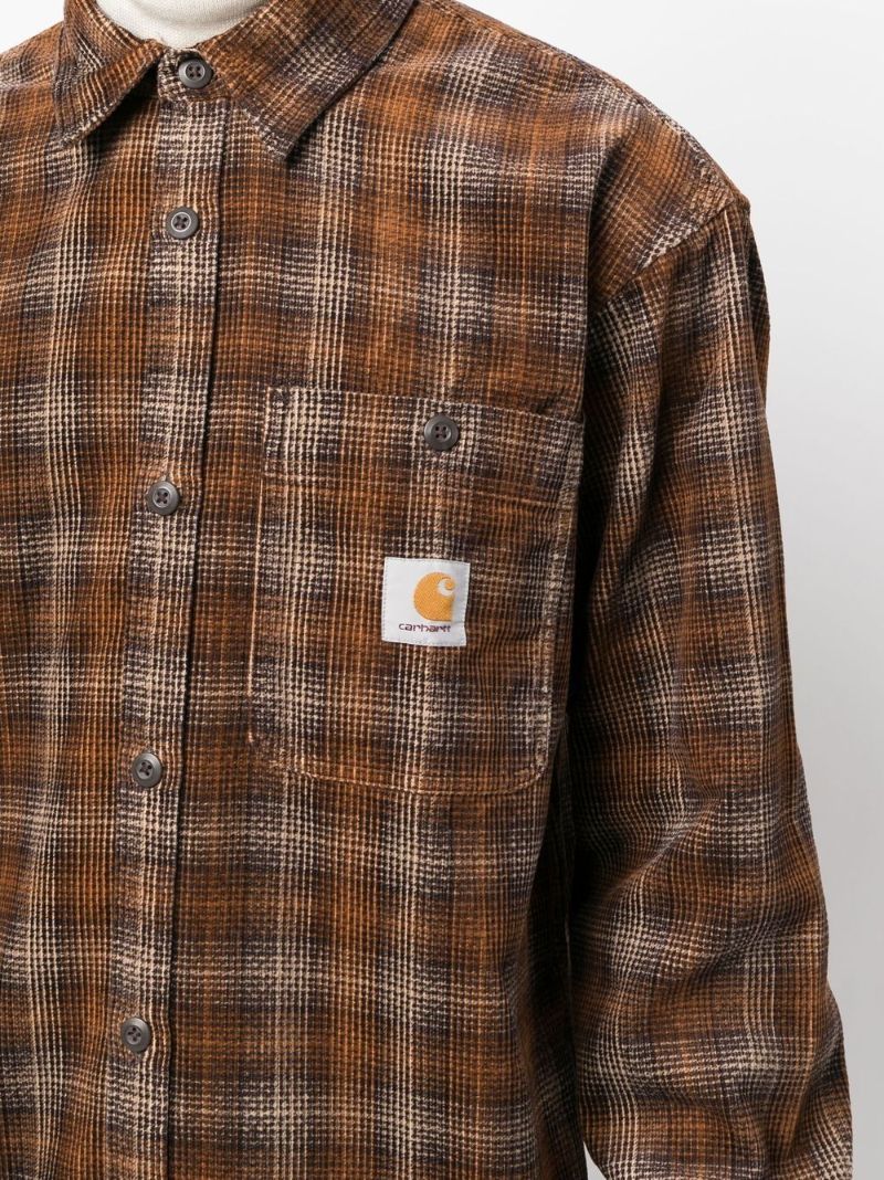 Brown Work Checked Cotton Shirt
