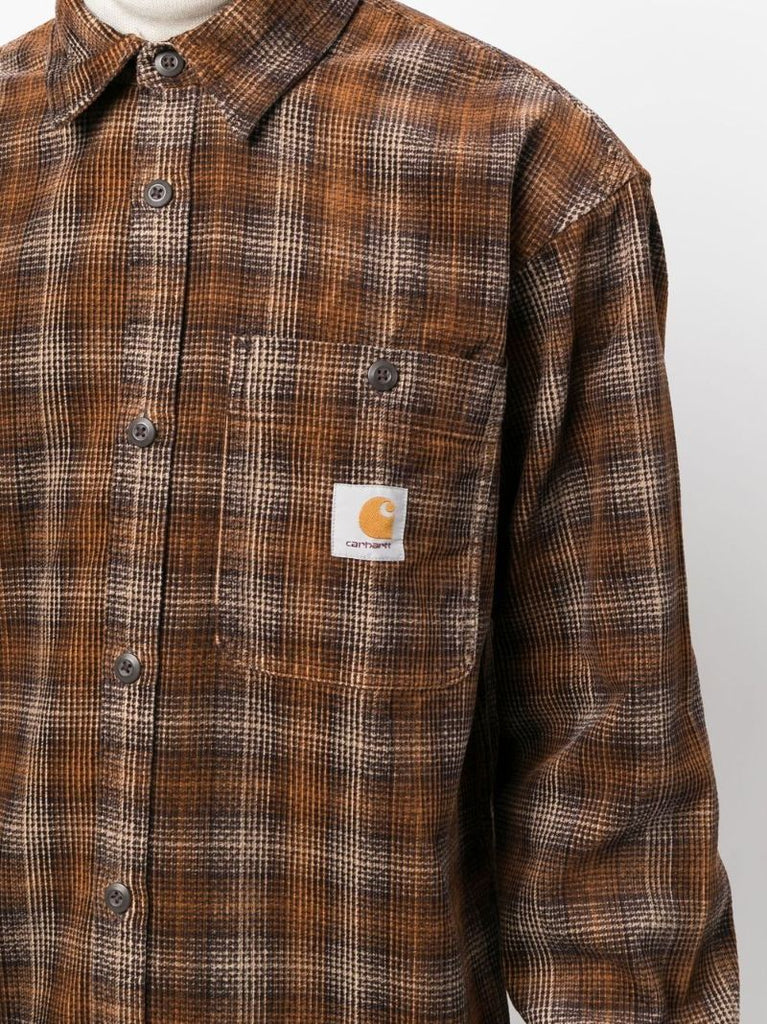 Brown Work Checked Cotton Shirt