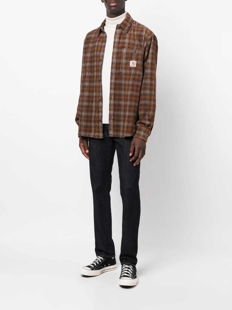 Brown Work Checked Cotton Shirt