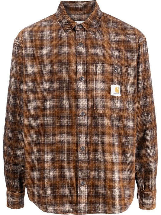 Brown Work Checked Cotton Shirt