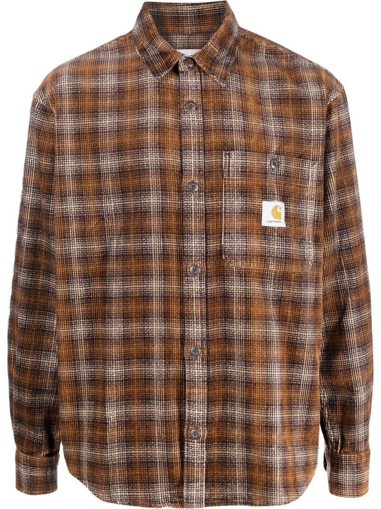 Brown Work Checked Cotton Shirt