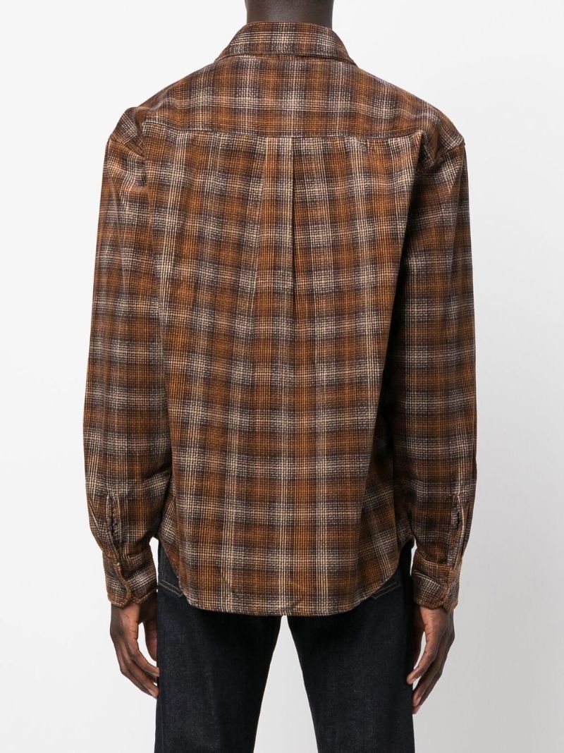 Brown Work Checked Cotton Shirt