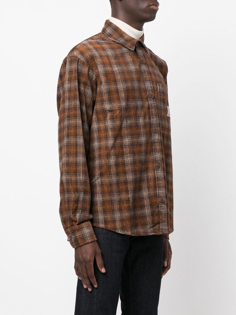 Brown Work Checked Cotton Shirt
