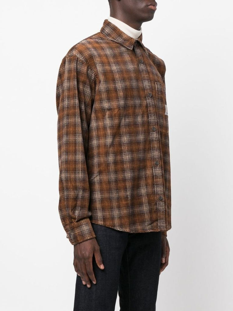 Brown Work Checked Cotton Shirt