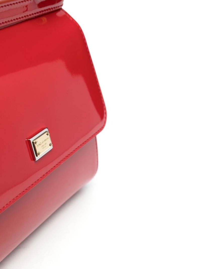 Red Sicily Small Patent Leather Top Handle Bag