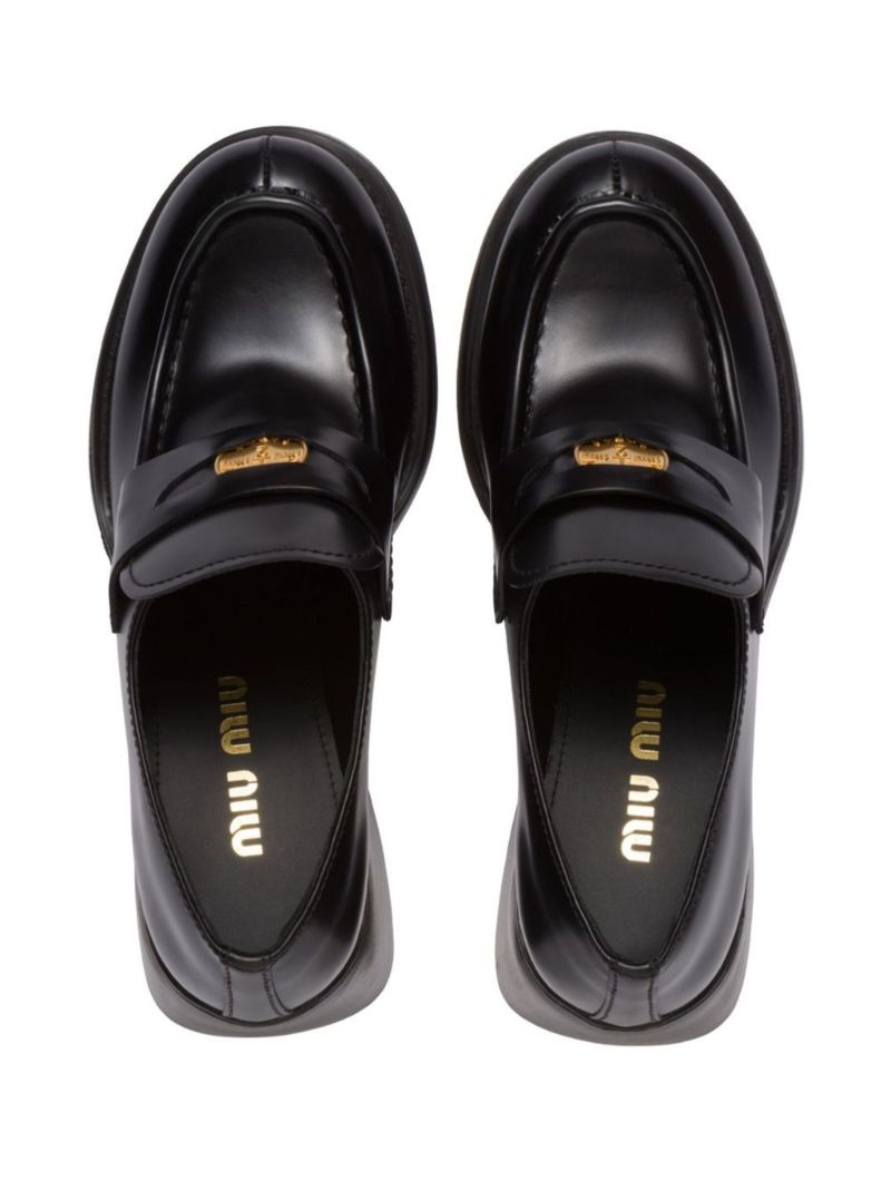 Black Logo Plaque Loafers