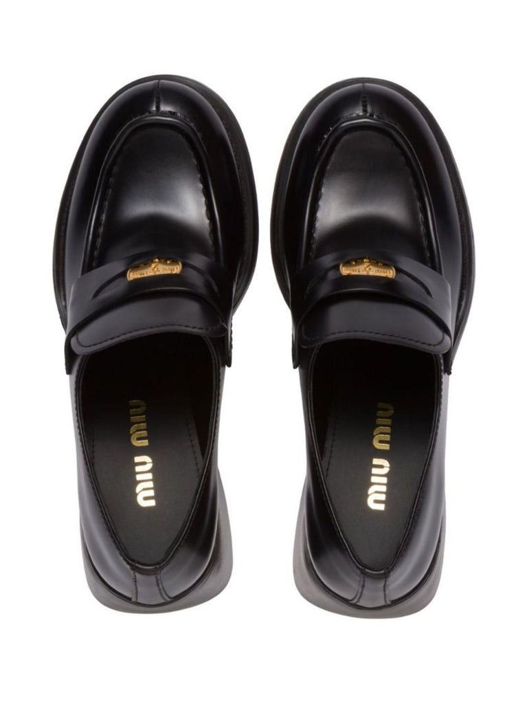 Black Logo Plaque Loafers