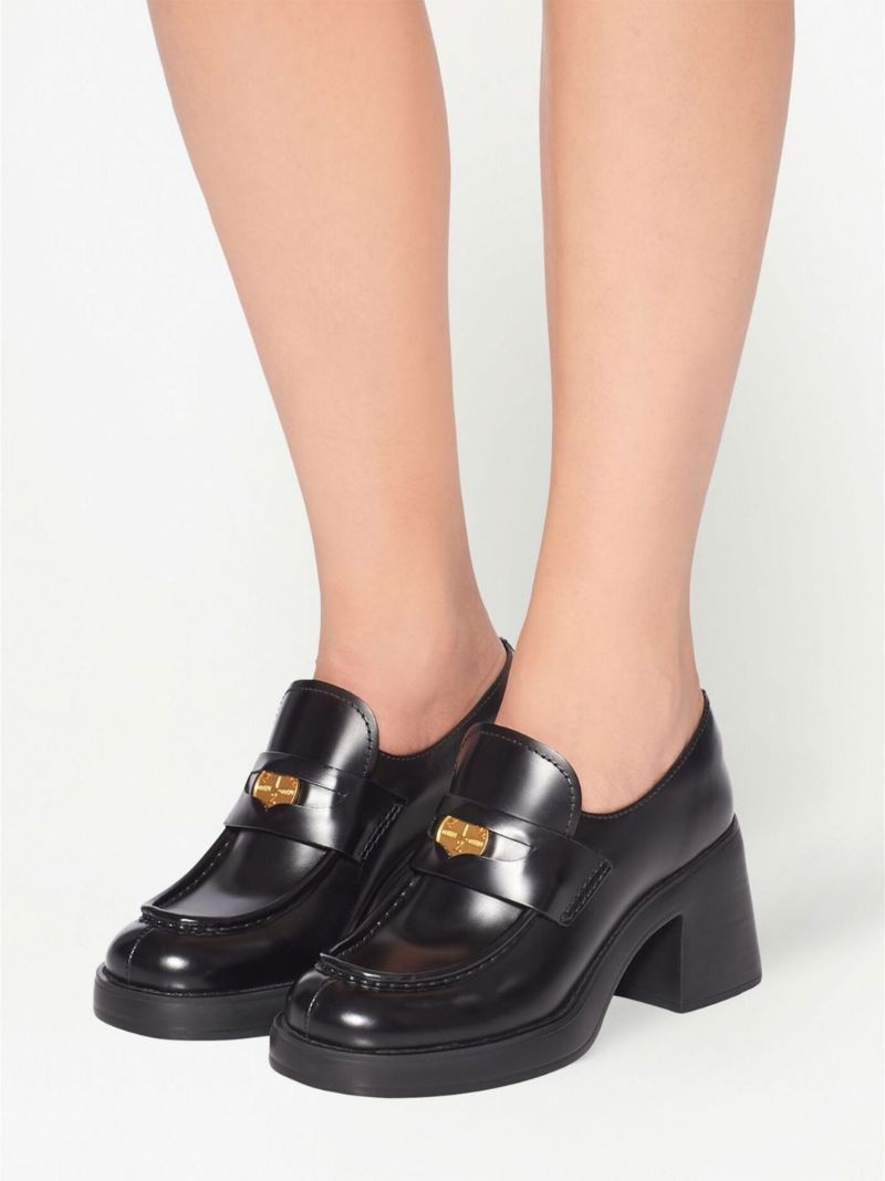 Black Logo Plaque Loafers