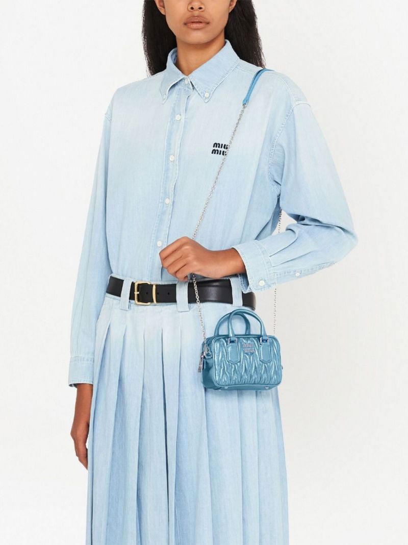 Blue Logo MatelassÃ_x0083_Â© Leather Cross Body Bag