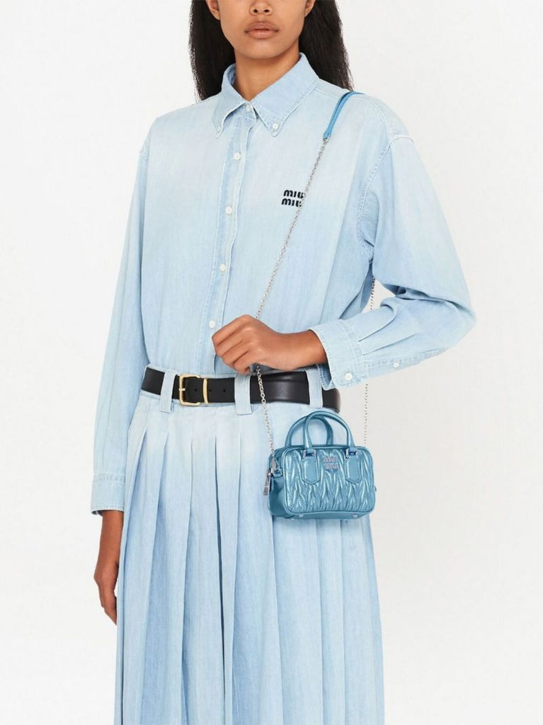 Blue Logo MatelassÃ_x0083_Â© Leather Cross Body Bag