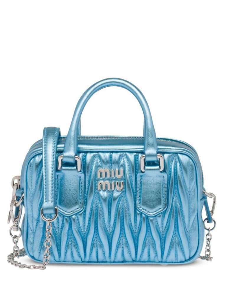 Blue Logo MatelassÃ_x0083_Â© Leather Cross Body Bag