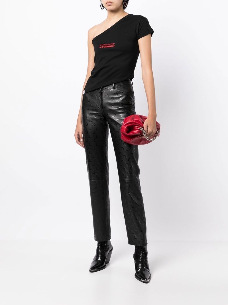 Black Logo One-shoulder Cotton Top