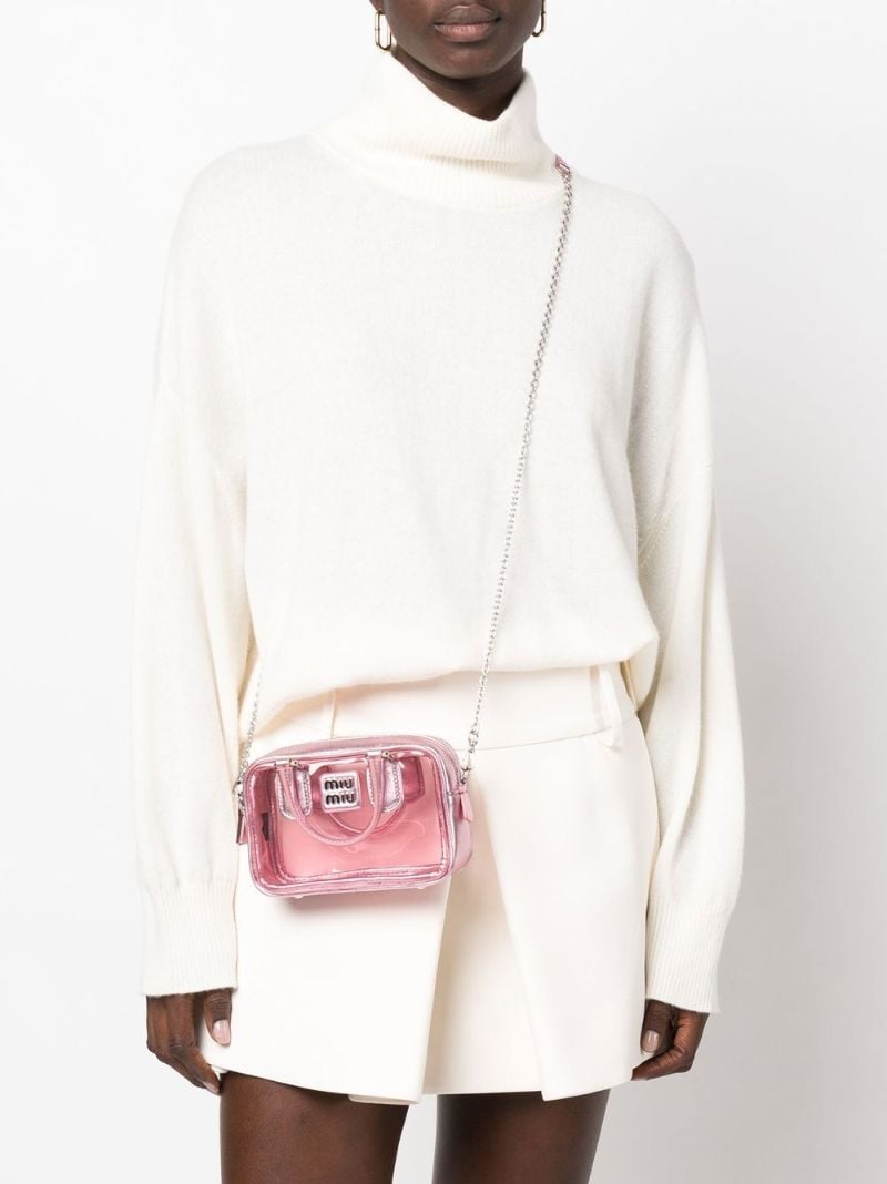 Pink Logo-embossed Transparent Tote Bag