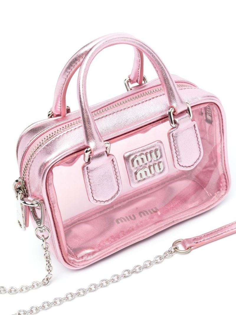 Pink Logo-embossed Transparent Tote Bag