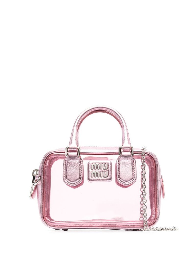 Pink Logo-embossed Transparent Tote Bag