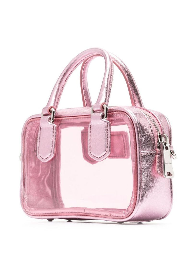 Pink Logo-embossed Transparent Tote Bag