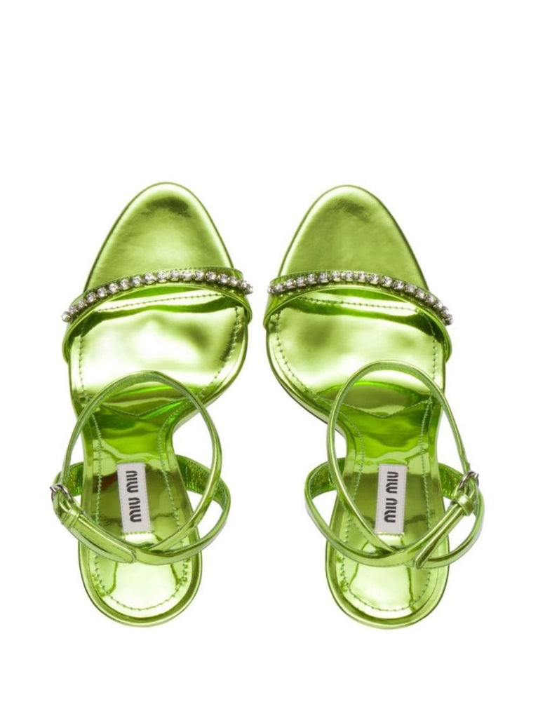 Green Crystal 105 Leather Sandals