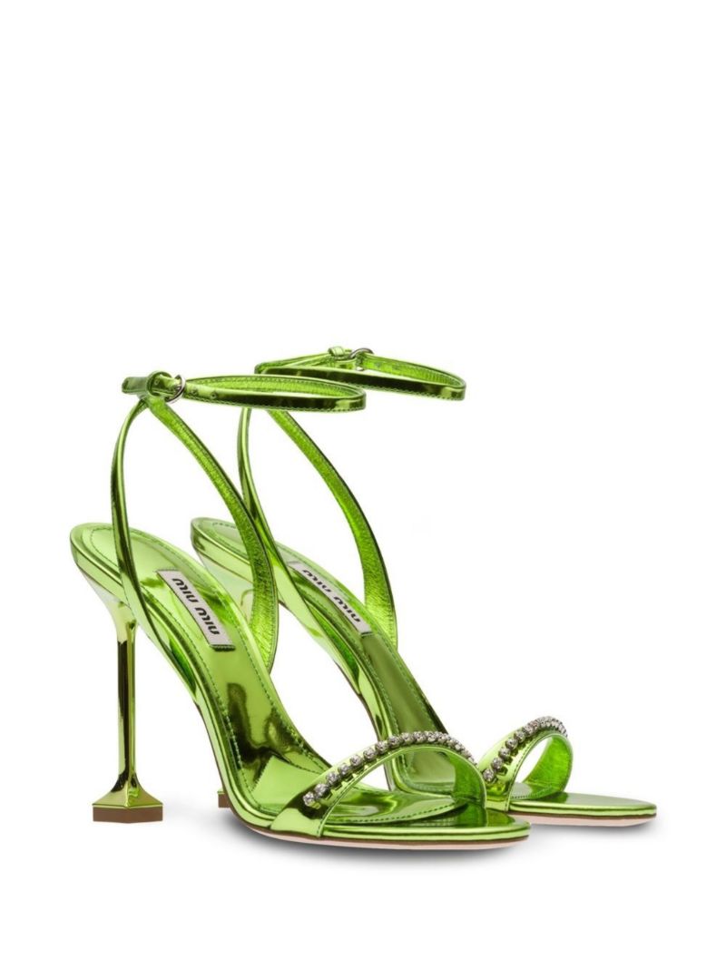 Green Crystal 105 Leather Sandals