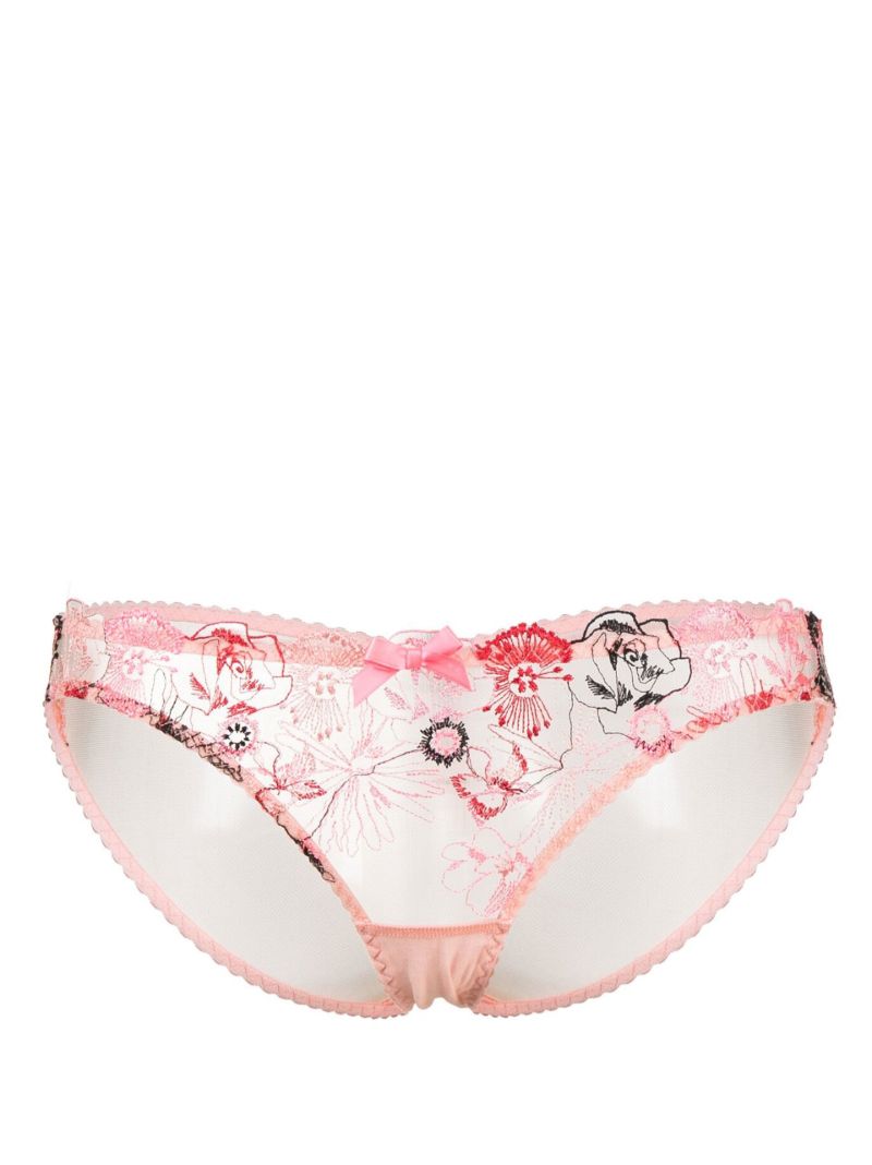 Pink Zuri Floral-embroidered Briefs