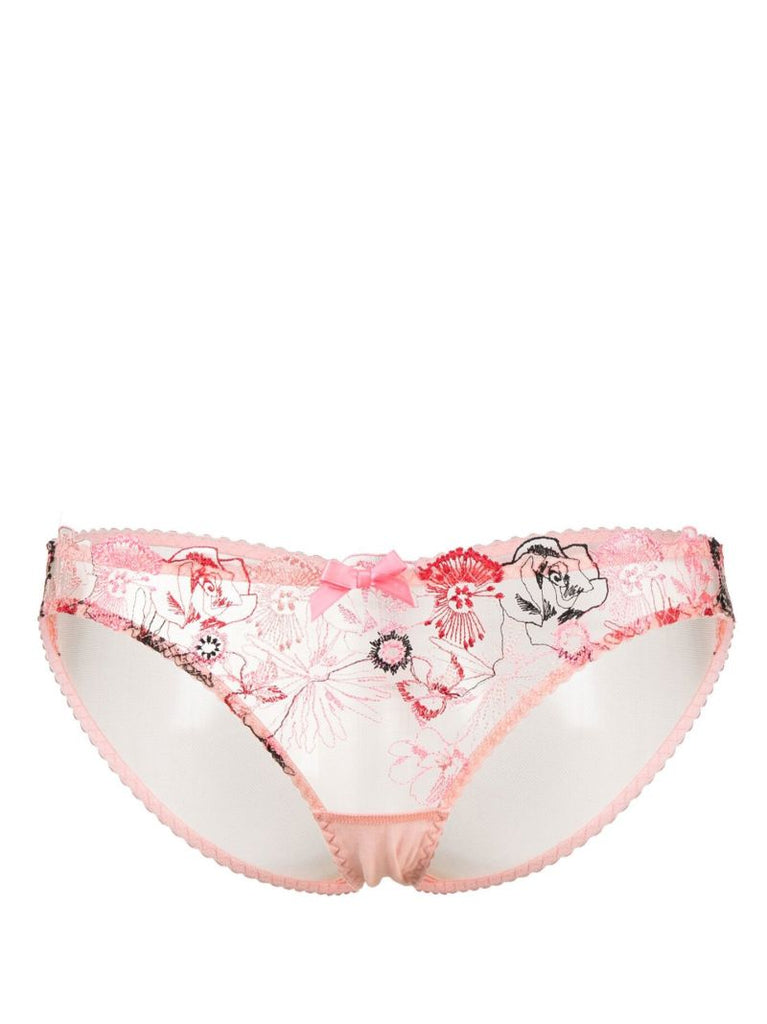 Pink Zuri Floral-embroidered Briefs