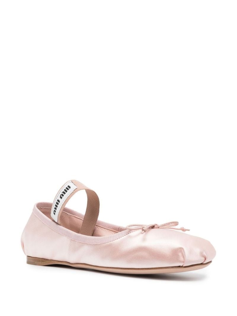 Pink Logo-strap Satin Ballet Pumps