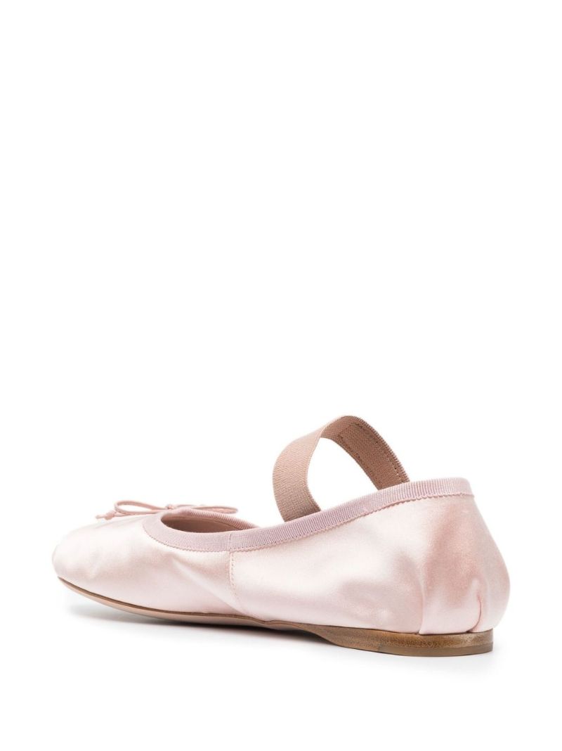 Pink Logo-strap Satin Ballet Pumps