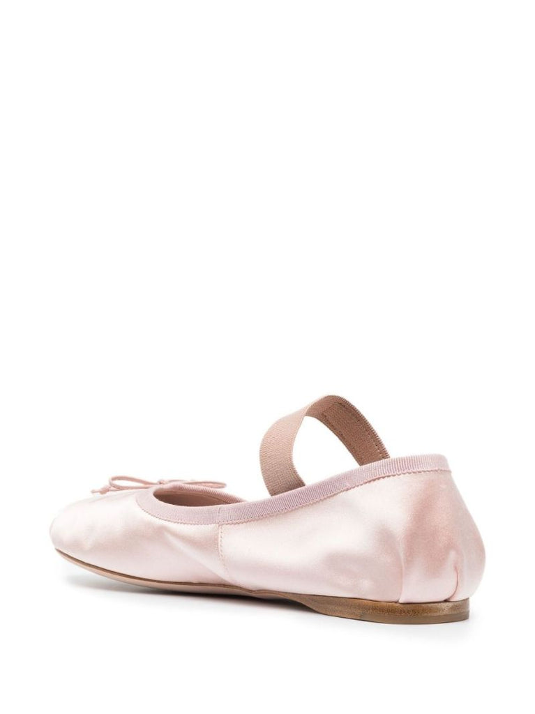 Pink Logo-strap Satin Ballet Pumps