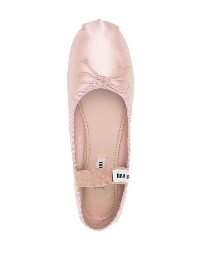Pink Logo-strap Satin Ballet Pumps