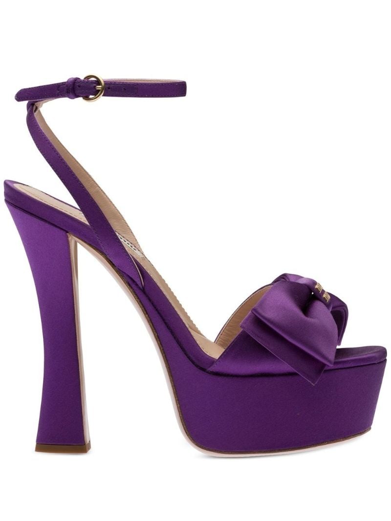 Purple 135 Bow Detail Platform Sandals