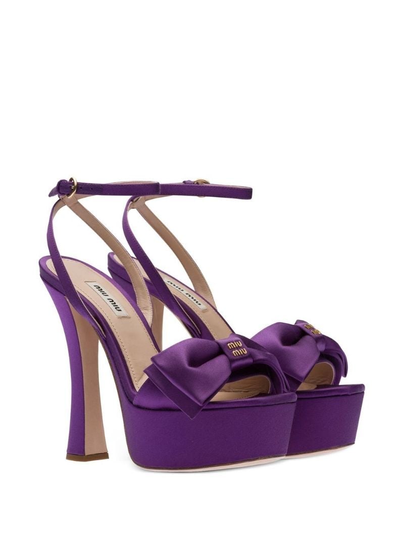 Purple 135 Bow Detail Platform Sandals