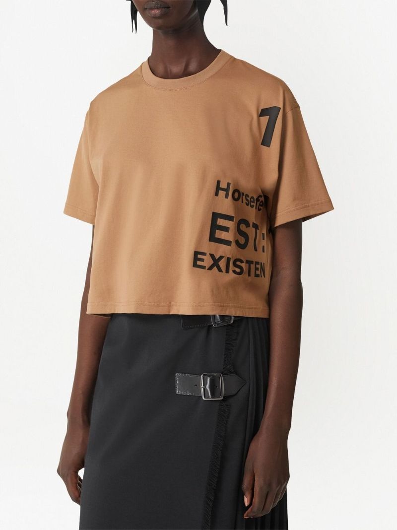 Neutral Horseferry Print Cropped T-shirt