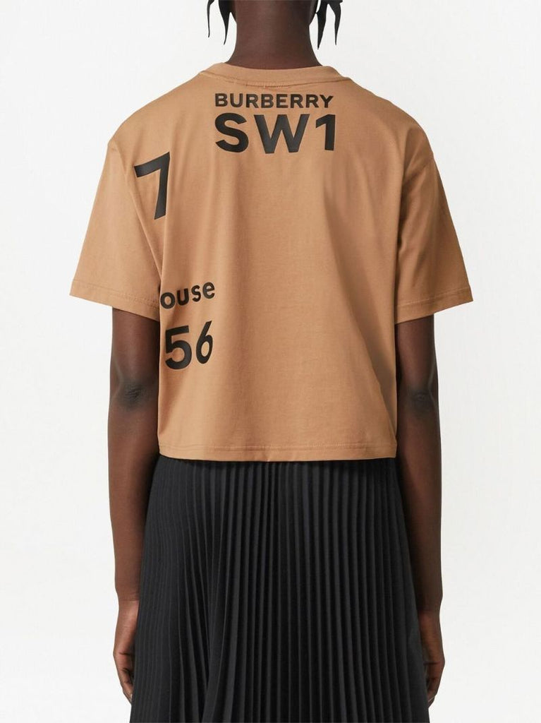 Neutral Horseferry Print Cropped T-shirt