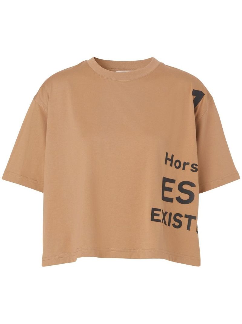 Neutral Horseferry Print Cropped T-shirt