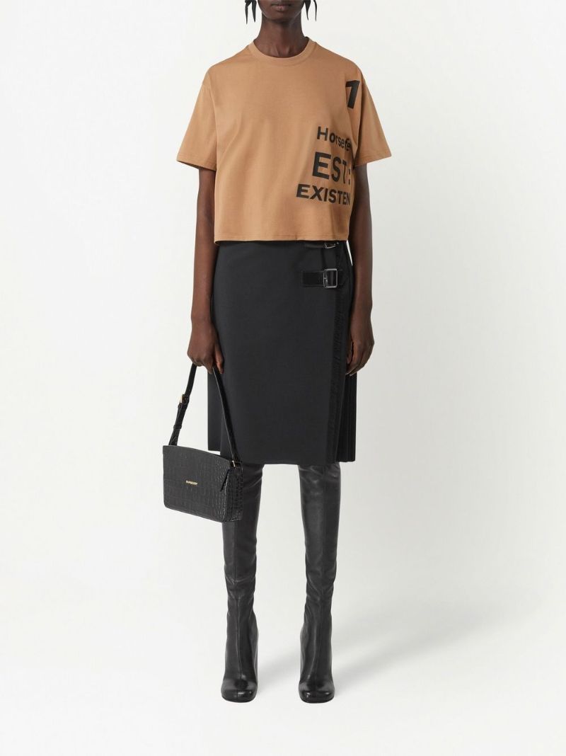 Neutral Horseferry Print Cropped T-shirt
