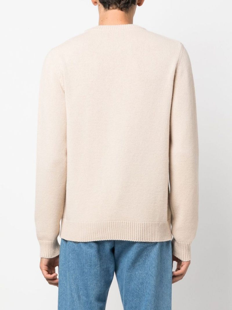 Neutral Fox Head Wool Sweater