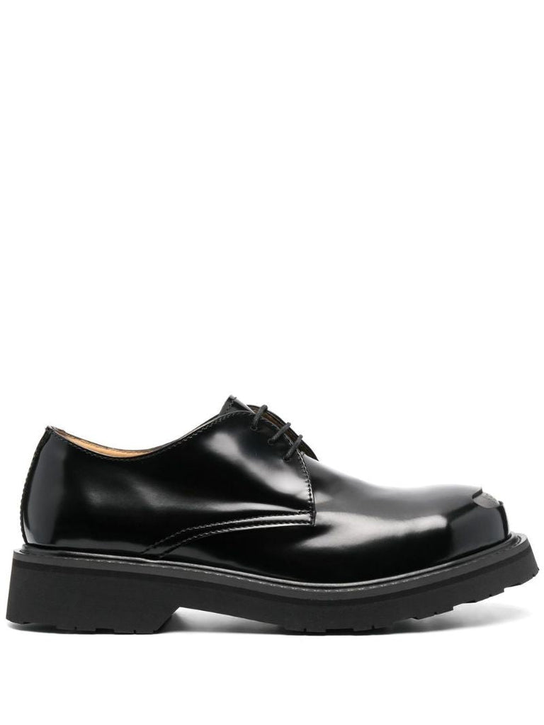 Black Kenzosmile Leather Derby Shoes