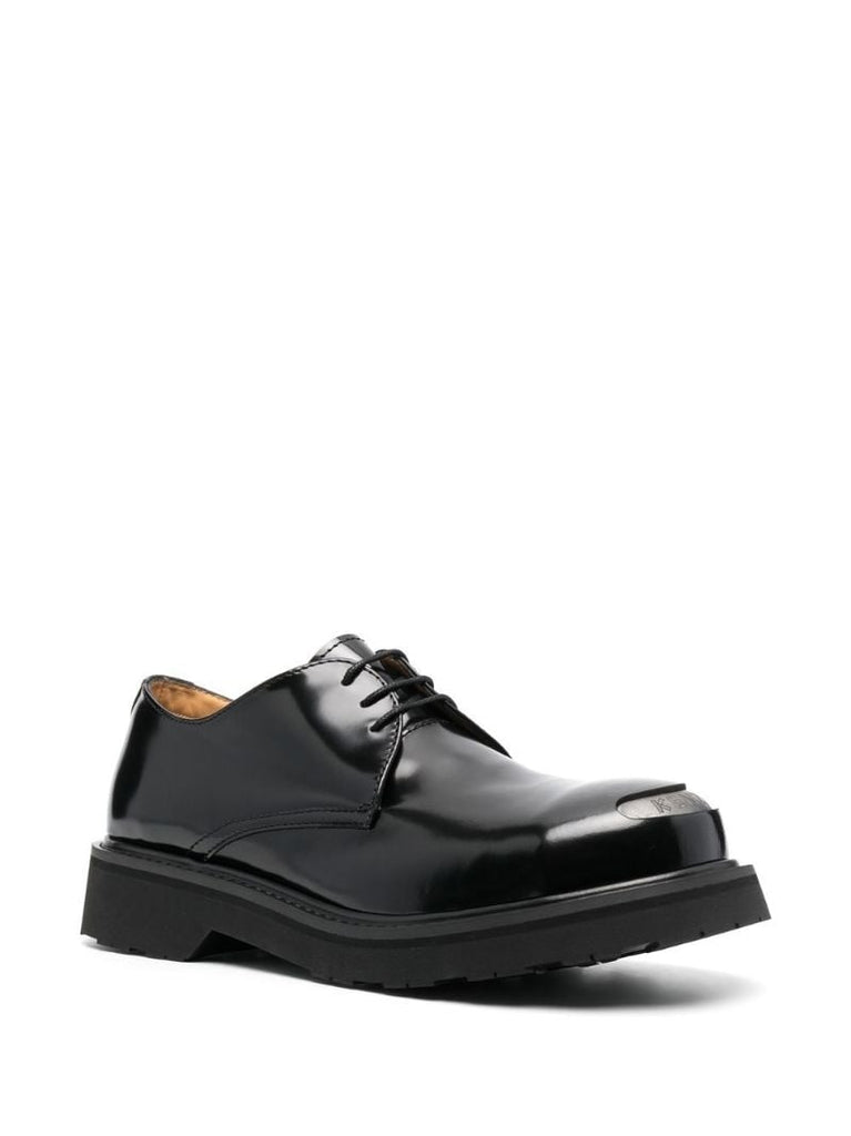 Black Kenzosmile Leather Derby Shoes