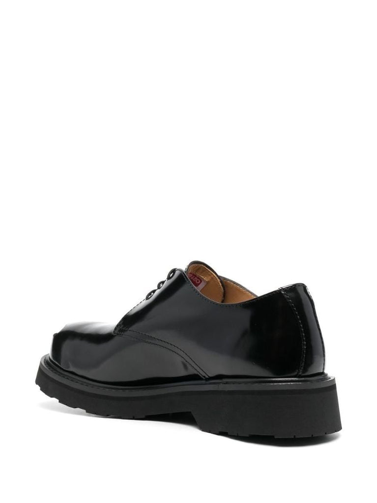 Black Kenzosmile Leather Derby Shoes