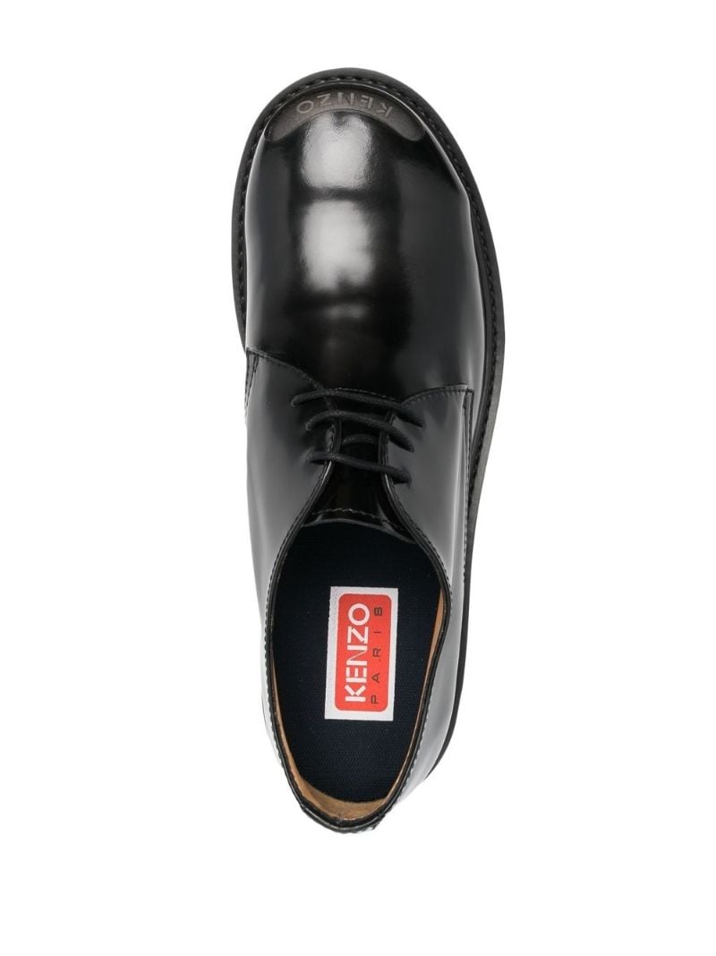 Black Kenzosmile Leather Derby Shoes
