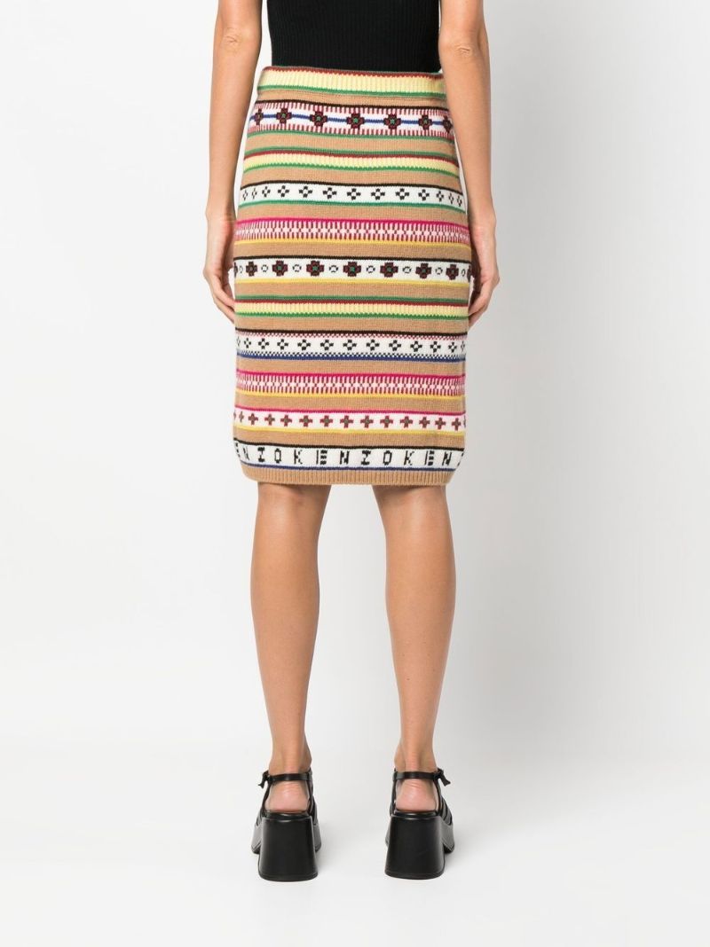 Neutral Fairisle Jacquard Stripe Skirt